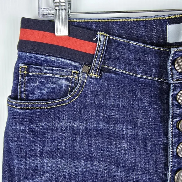 Cabi Women's Button Fly Skinny Jeans Stretchy Dark Wash Ribbon Waistband Size 8 - Picture 7 of 13